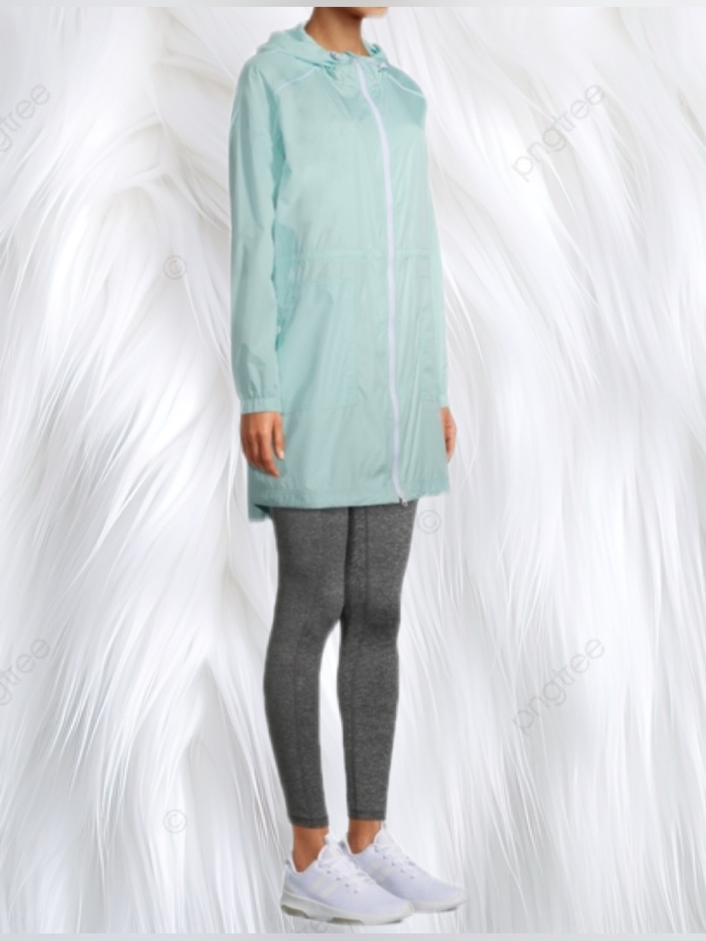 Light Teal Avia Women’s Active Commuter Hooded Packable Windbreaker Rainkacket